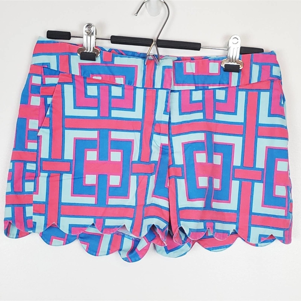 Crown & Ivy pink and blue scalloped shorts EUC - Picture 2 of 5